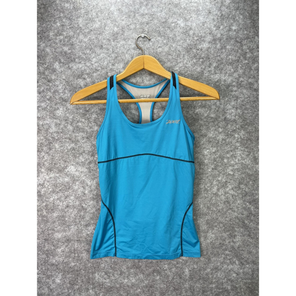 Zoot Tank Top Womens Medium Blue Racerback Athletic Triathlon Running Pocket M - Picture 1 of 10